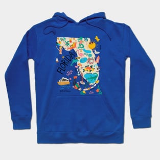 Florida whimsical Map//custom map design and pattern Hoodie